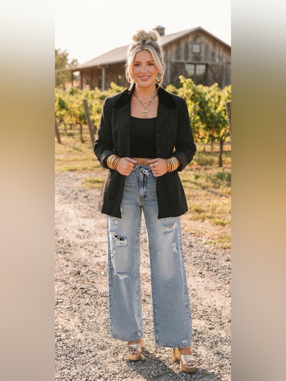 100% Virgin Wool Pendleton Women's Black Button-Front Blazer.
